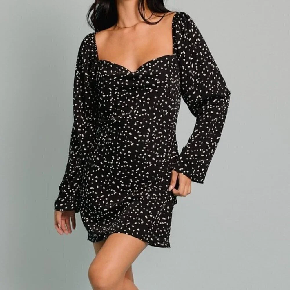IVE BEEN SPOTTED LONG SLEEVE MINI DRESS - Picture 1 of 3